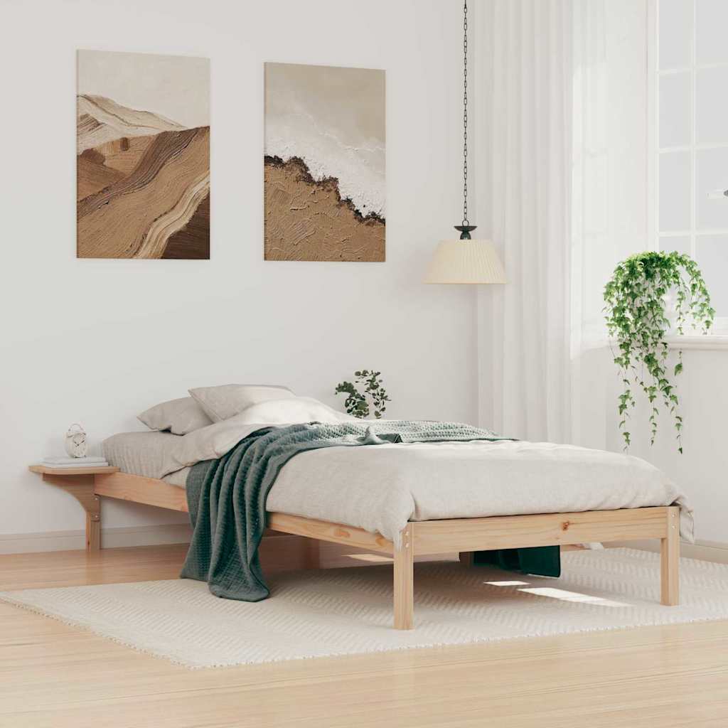 Bed Frame with Nightstands Natural Finish 80 x 210 cm