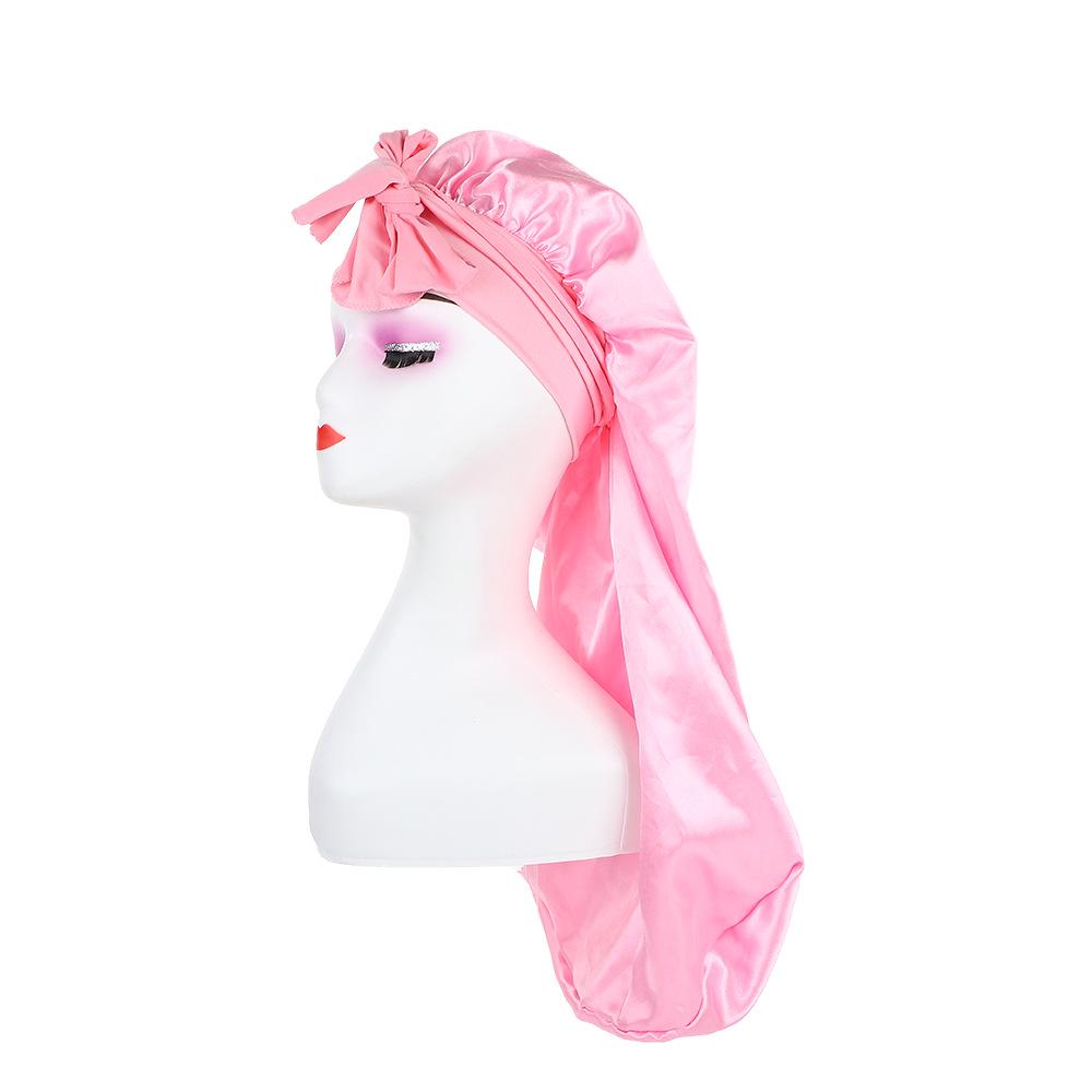Длинный шелковый атласный платок-боннет для женщин - Защита волос с завязкой-бантом