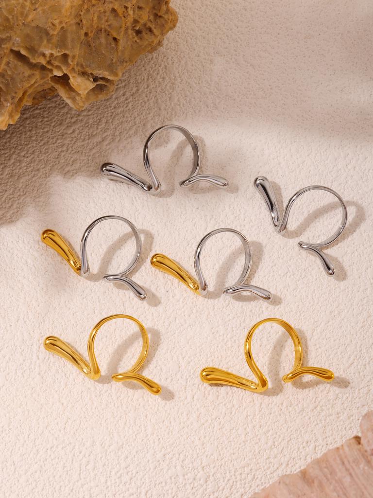 1 Piece 18k Gold Plated Irregular Geometric Lines Ring Women's Minimalist Niche Design Stainless Steel Colour Retention Ring