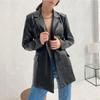 Autumn and Winter New Women's Solid Color Suit Jacket Fashion Casual Leather Jacket