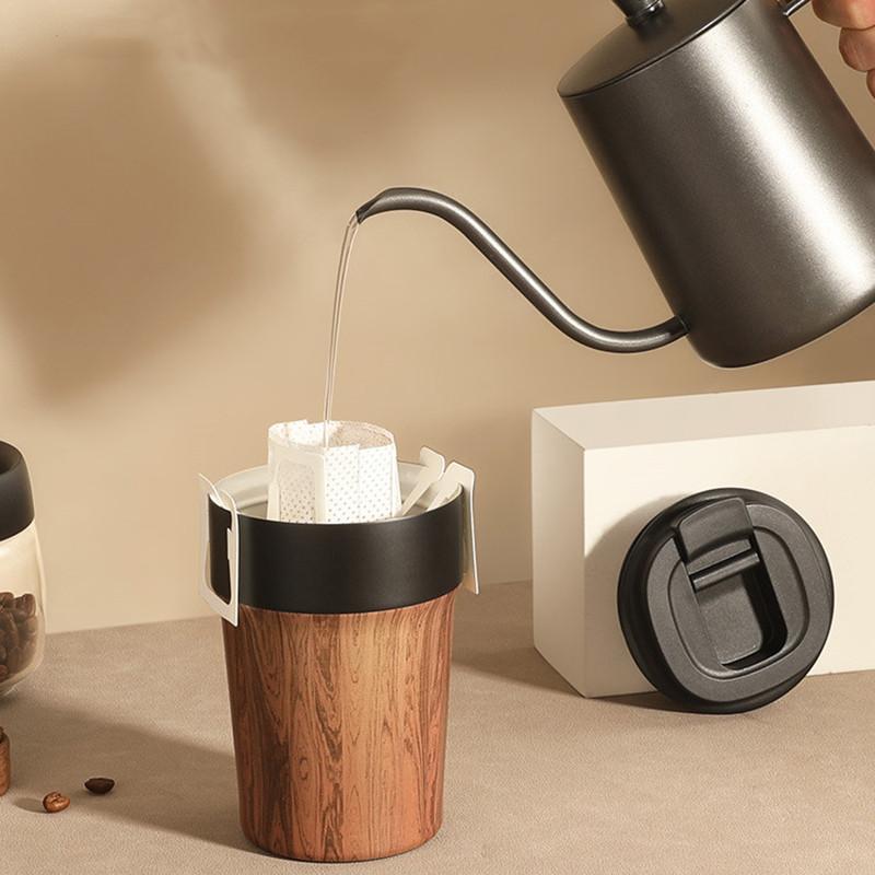Wood Grain Thermo Cafe Thermos Mug for Tea Water Coffee Leak-Proof Travel Thermo Cup Stainless Steel Coffee Mug