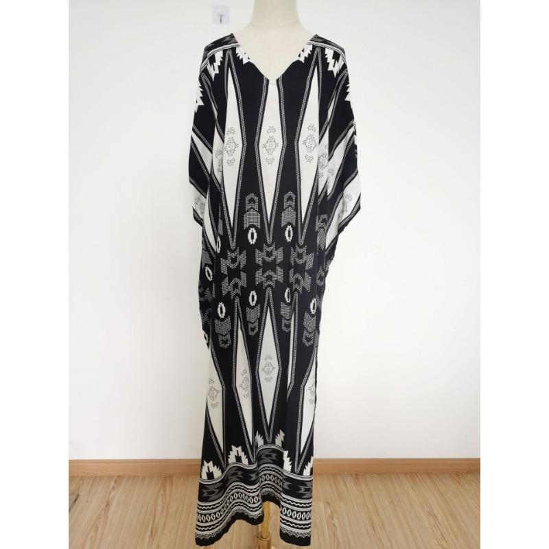 Плюс Размер Женский Пляжный Принт Длинное Платье Праздничный Солнцезащитный Купальник С Накидкой