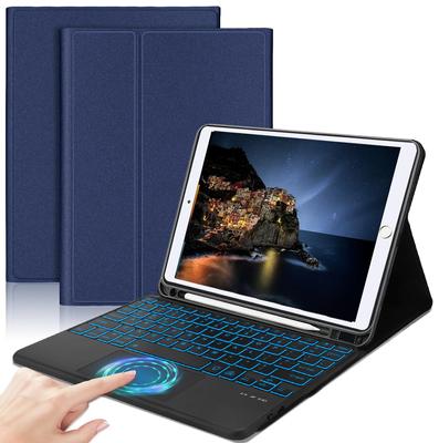 Чехол-клавиатура для iPad 9-го поколения 8-го поколения 7-го поколения Съемная клавиатура 7-цветная подсветка с сенсорной панелью Съемная крышка-клавиатура для iPad