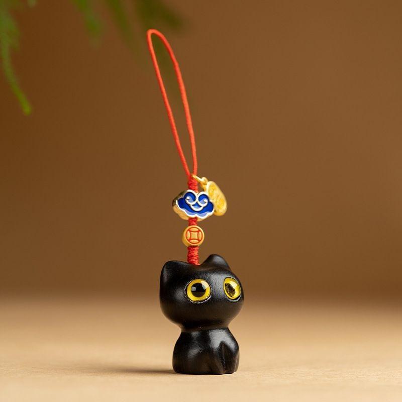 Cat Sandalwood Mobile Phone Chain Backpack Pendant