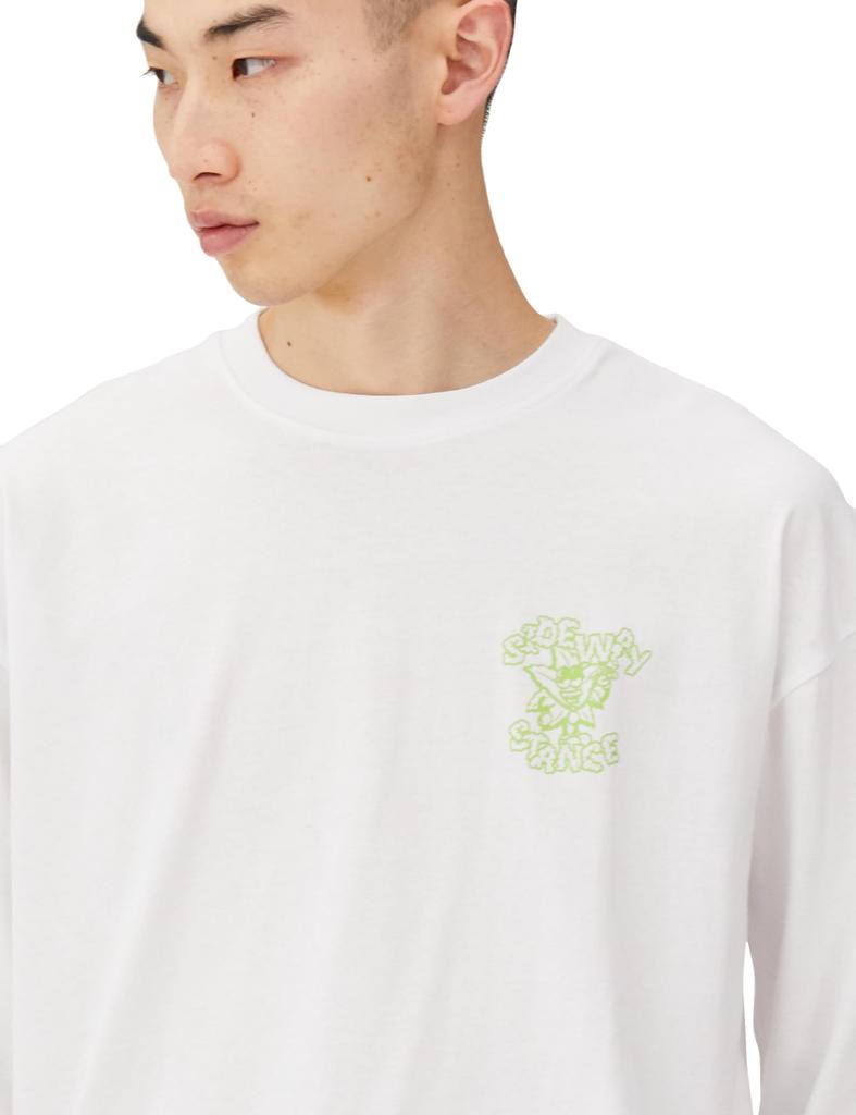 IMPROMES Casual SIDEWAYSTANCE Leaf Long Sleeve T-Shirt, Men's, White