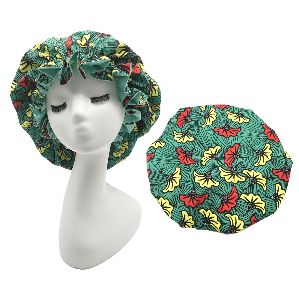 African Pattern Print Ankara Bonnet Double Layer Satin Large Turban for Women Sleep Night Hat Silk Hair Ladies Night Parties