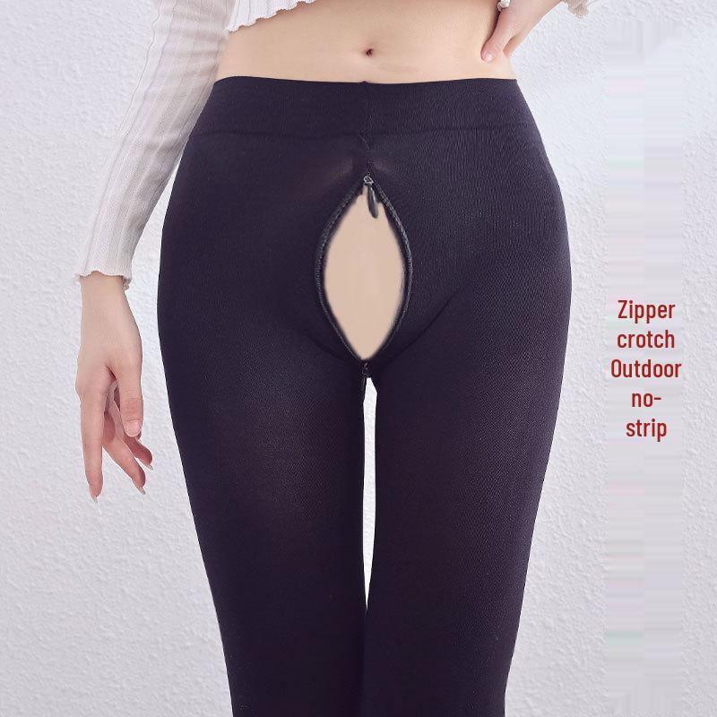 Приятные к коже колготки с открытой промежностью и невидимой молнией - Бесшовные леггинсы с эффектом голых ног