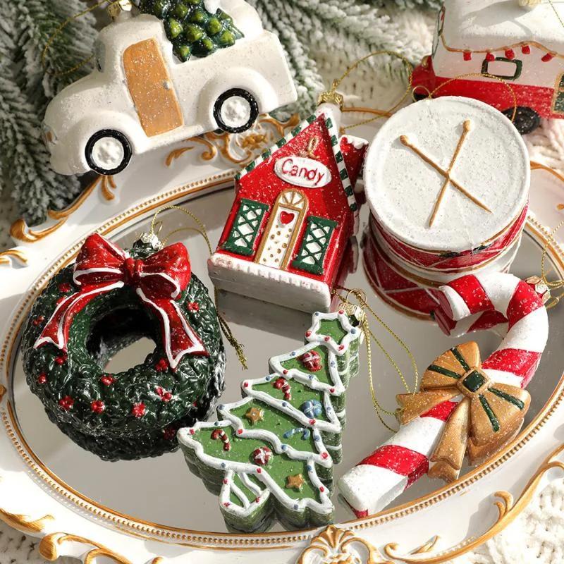 Christmas Colored Shaped Ball Christmas Tree Decorative Pendant Christmas Gift Bag Car House Snowman Garland Pendant