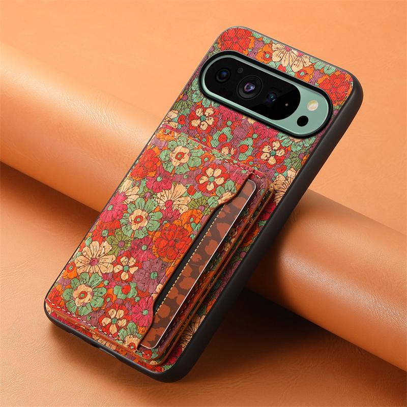 Кожаный Магнитный Кошелек Чехол для Телефона с Цветочным Рисунком для Google Pixel 10 9A 9Pro 8 8A 8Pro 7 7A 7Pro 6A 6Pro Держатель для Карт Задняя Крышка