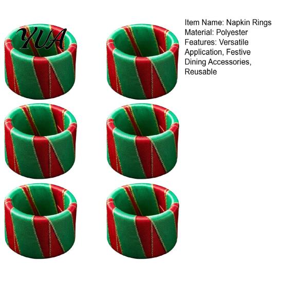 Hotel Banquet Napkin Rings 6Pcs Christmas Rings, Red And Green Decorative Holders, Compact for Events Reusable Festive Bands Holiday Dinner