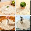 2 PCS Doily Round Crochet Beige Dollies for Tables Lace 13 Inch Round Cotton Crochet Doilies Handmade Lace Placemats Knitted Tablecloth for Home