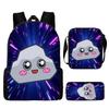 Lankybox Cartoon Pattern Backpack Shoulder Bag Pencil Case Three Set Piece