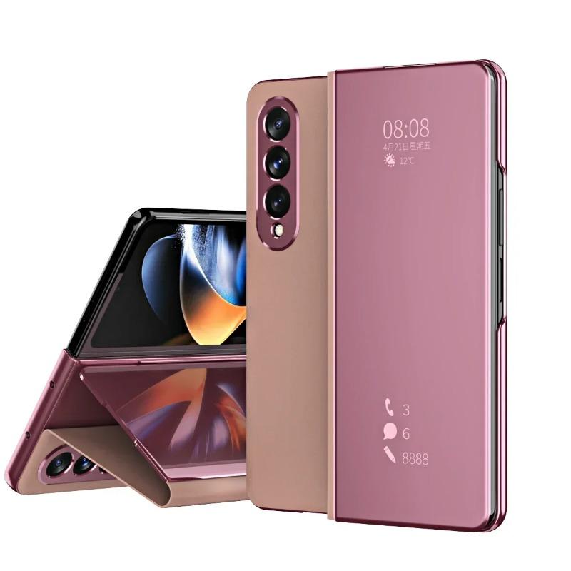 Чехол-книжка с зеркалом, защитный чехол Smart View Kickstand для Samsung Galaxy Z Fold 6, 5, 4, 3, 2 с держателем подставки, защитный металлический противоударный