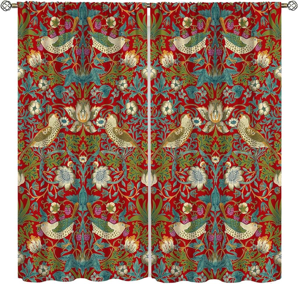 Винтажные Шторы Ycness William Morris с Цветочным Узором В Стиле Акварельных Цветов Для Окон Комнаты Шторы для Спальни Гостиной Штора Полиэстер Идеально Для