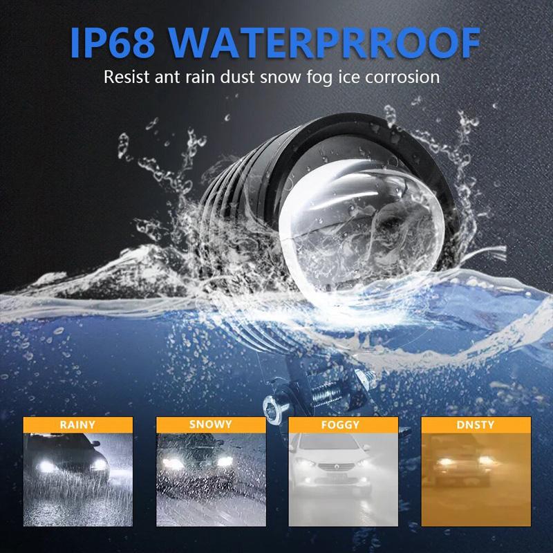 1/2 шт. светодиодный прожектор для мотоцикла, дальний свет, белый, желтый, вспомогательный противотуманный фонарь, 12 Вт, универсальная фара, подходит для мотоцикла, велосипеда, квадроцикла, внедорожника, UTV, UTE