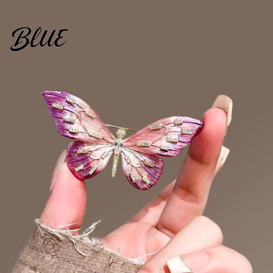 Clothing Safe Brooch Women High-Gloss Rhinestone Inlay Gradient Color Butterfly