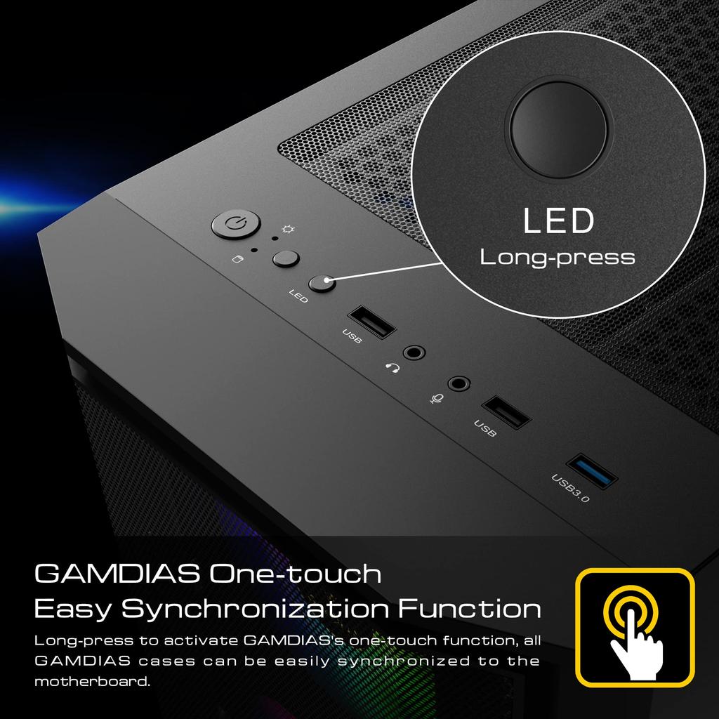 Корпус игрового ПК GAMDIAS ATHENA M6 LITE Корпус ATX Бесшовное закаленное стекло Окна 4 120 мм ARGB вентилятор Три стороны Подсвечивающаяся сетчатая передняя панель Перфорированная