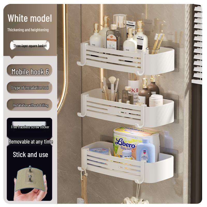 Gunmetal Punch-Free Space Aluminum Corner Bathroom Shelf