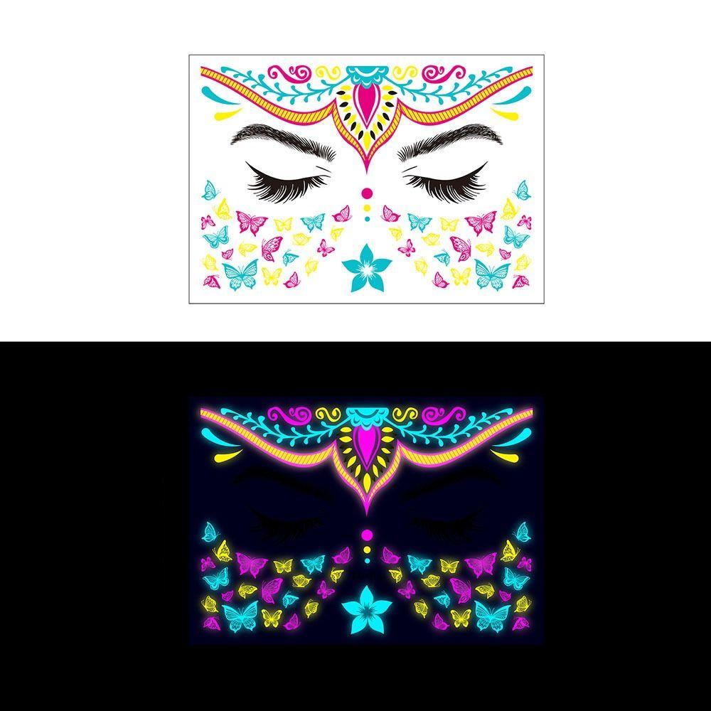 Waterproof Decorations Stickers Fluorescent Glowing Tattoos Face Stickers  Nightclub