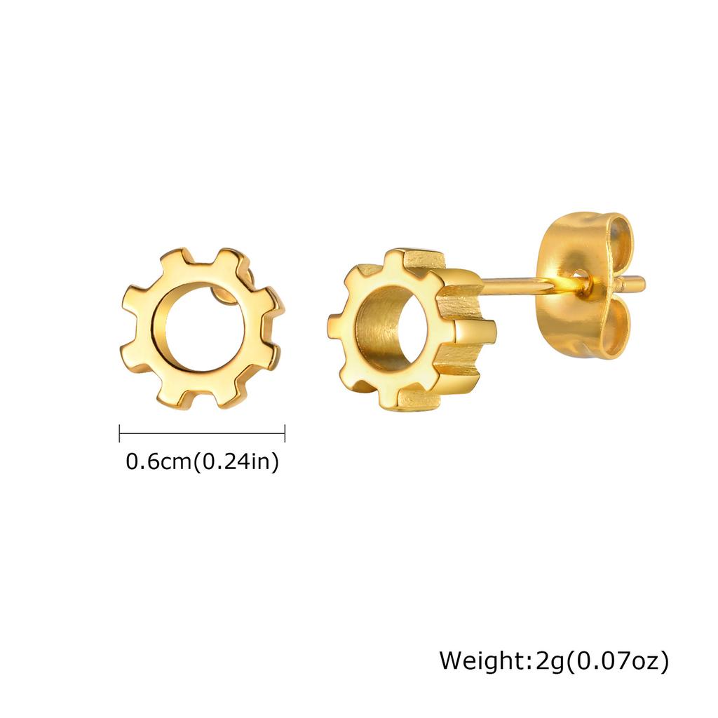 Серьги-гвоздики шестеренки из нержавеющей стали для мужчин и мальчиков, ретро-серые гвоздики, рок-панк украшения, подарки на годовщину, день рождения