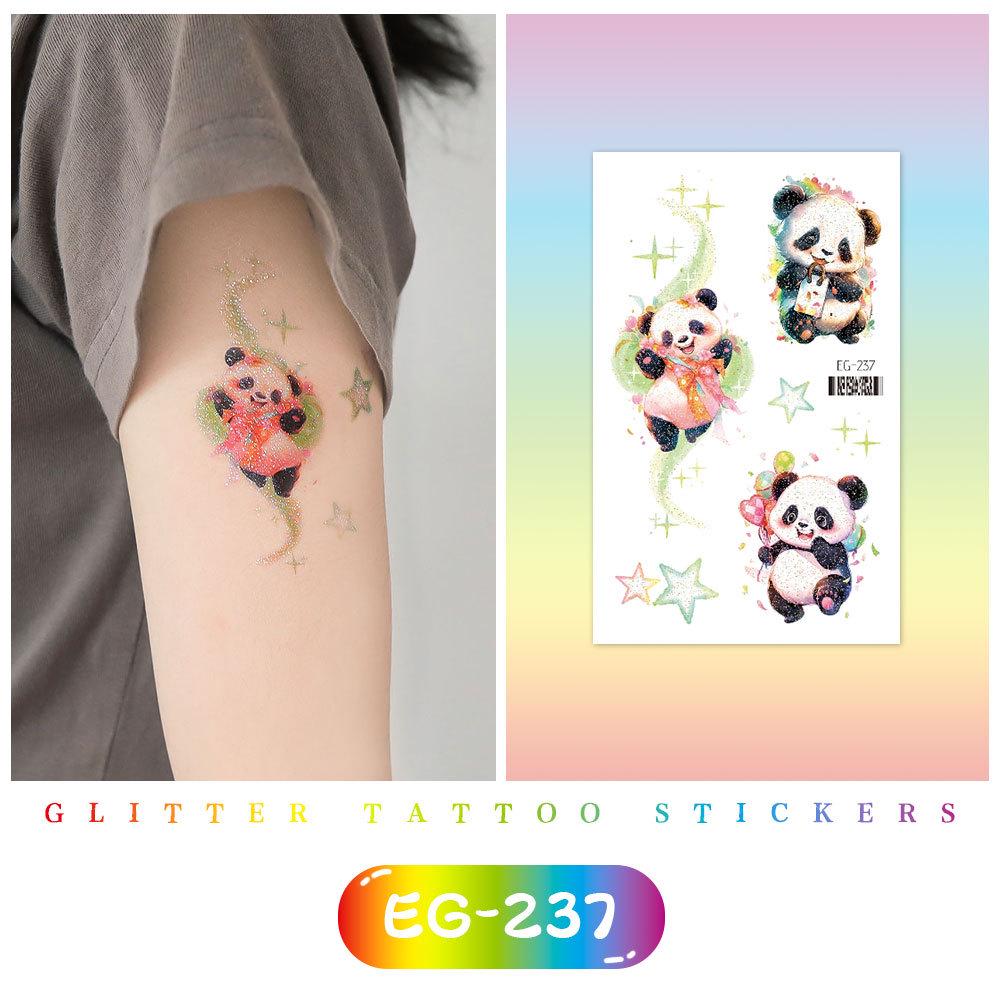 Красочные милые мультяшные животные блестящие татуировки наклейки для детей