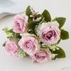 Artificial Flower 5 Head Silk Rose Wedding Brial Bouquet Valentine's Decor Home Room Garden Yard Scrapbooking Diy Gifts Products