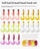 Daoyu 20-Piece Curly Tail Soft Lure Lead Head Jig Hooks Set Anti-Hang Bottom Design for Freshwater Saltwater Inshore Fishing