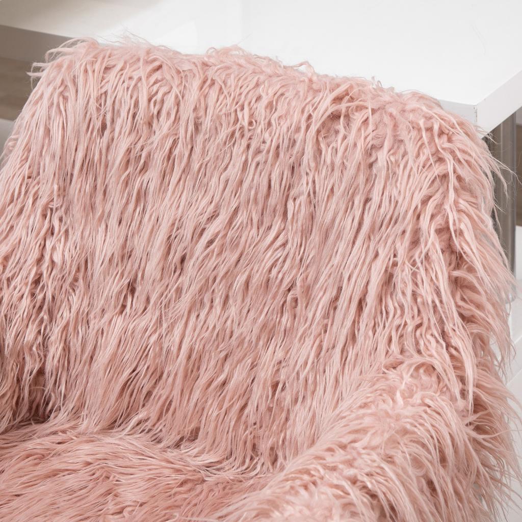 Executive Chair, Swivel Chair, Computer Chair, Vanity Chair with Faux Fur, Seat Height Adjustment for Girls, Faux Fur, Foam