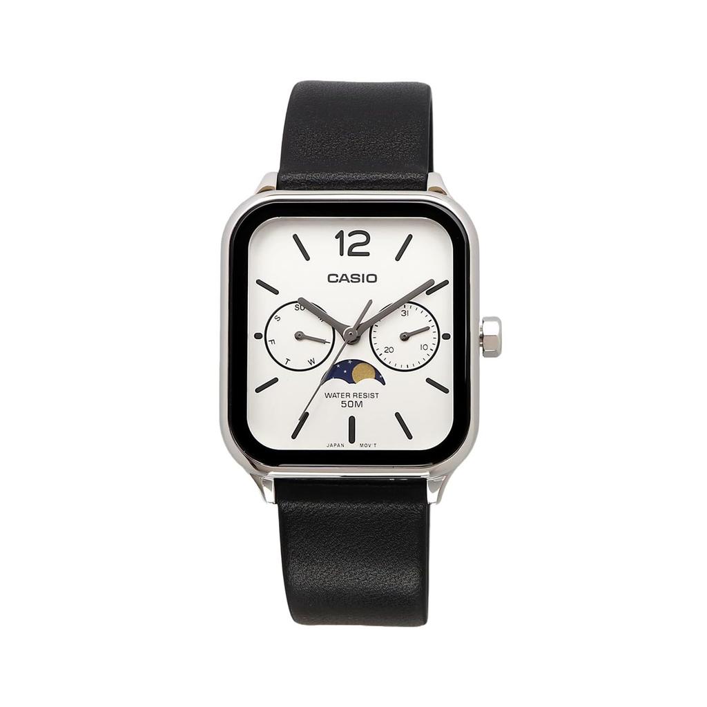 Casio Standard Moon Phase Analog Men's Wristwatch MTP-M3 Series Overseas Model, Silver