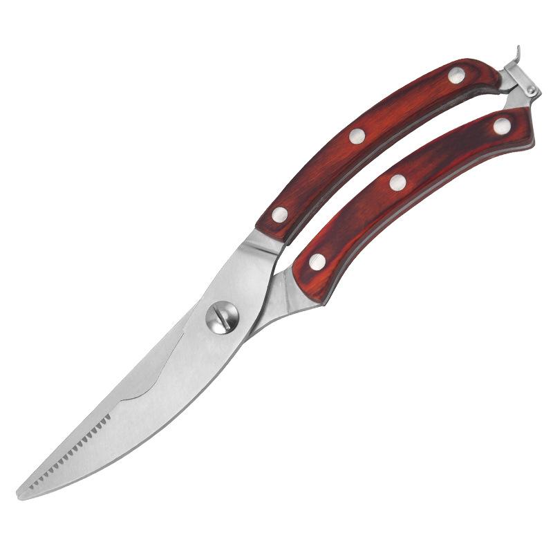 Деревянная ручка, кухонные ножницы, ножницы для куриных костей, кухонные зажимы для еды, ножницы для резки костей