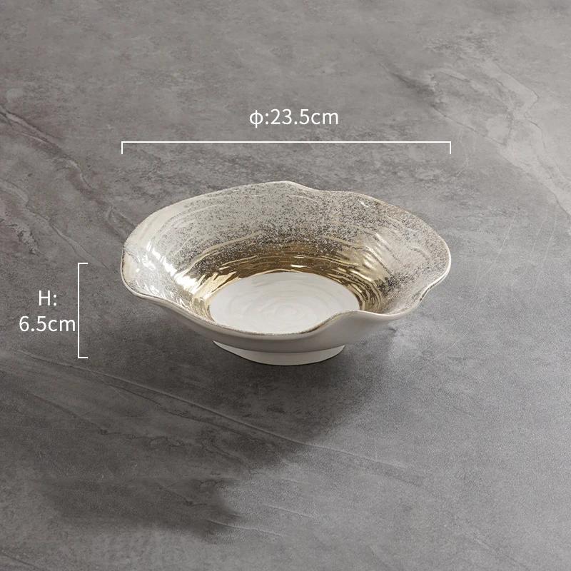 Творческие керамические миски в форме листьев лотоса, легкие, роскошные, ресторанные, салатницы, десертные, ретро, изысканные, фруктовые тарелки, бытовая посуда