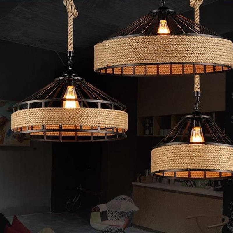 Винтажный американский кантри веревочный подвесной светильник для деревенского декора столовой и кафе