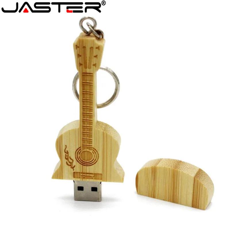 JASTER Металлический брелок Натуральное дерево бамбук Модель гитары USB флеш-накопитель pendrive 4 ГБ 16 ГБ 32 ГБ 64 ГБ флешка