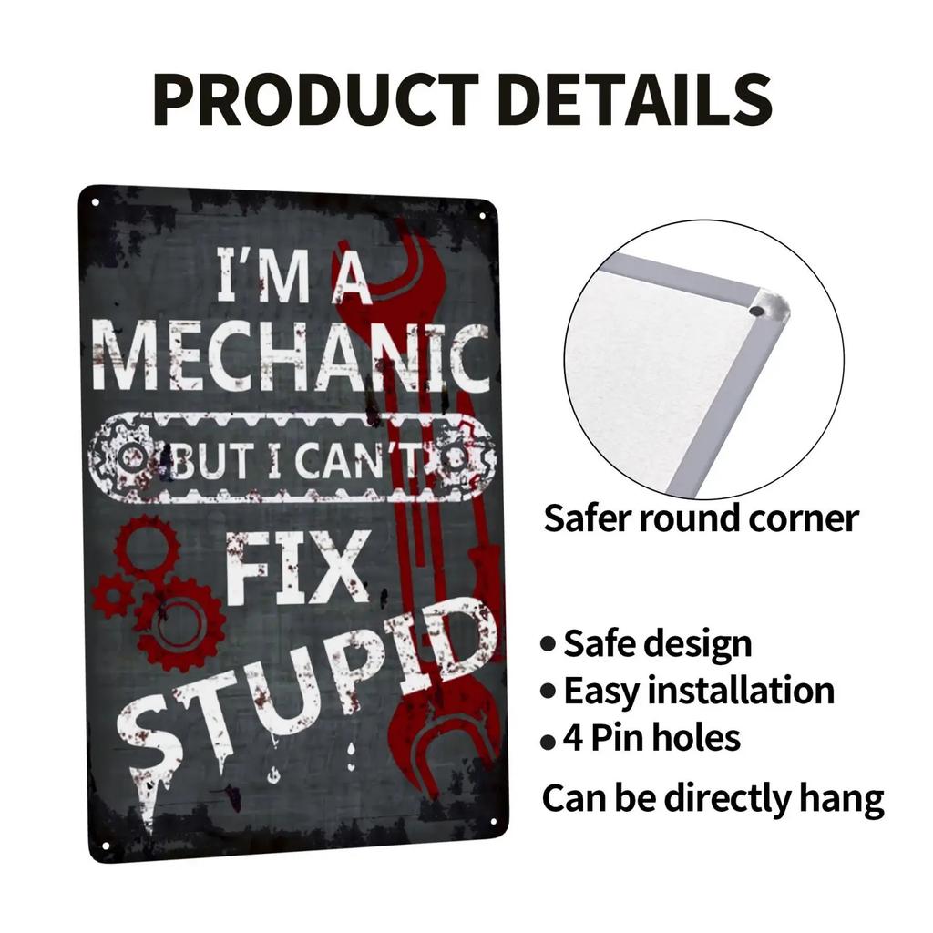 1pc, Full Service Garage Sign,Mechanic Car Service Parts Repairs Vintage Metal Signs for Cafe Bar Shop Wall Decor 8x12 Inch