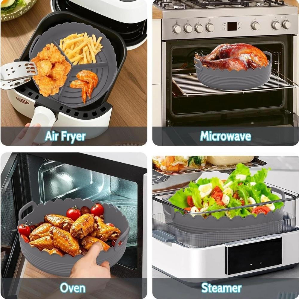 Non-stick 3 Grids Oven Tray Food-grade Divided Airfryer Basket Restaurant