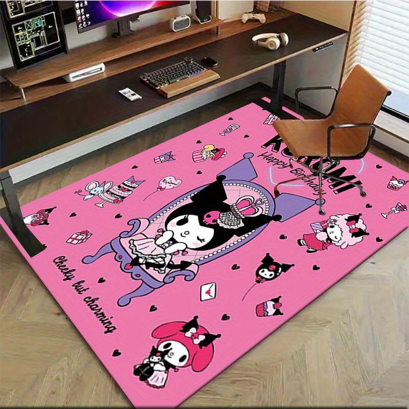 1pc Sanrio Kuromi Mermaid Printed Office Carpet Rectangle Rug Under The Table,Perfect Room Decor for Living Room, Bedroom, Kitchen, Non-slip Floor Mat