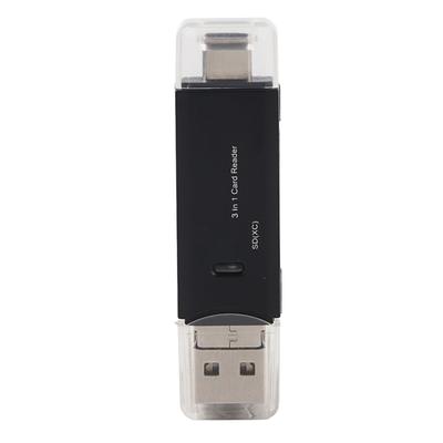 Новый многофункциональный кардридер 3 в 1 TypE C Micro USB Высокоскоростная передача (черный)