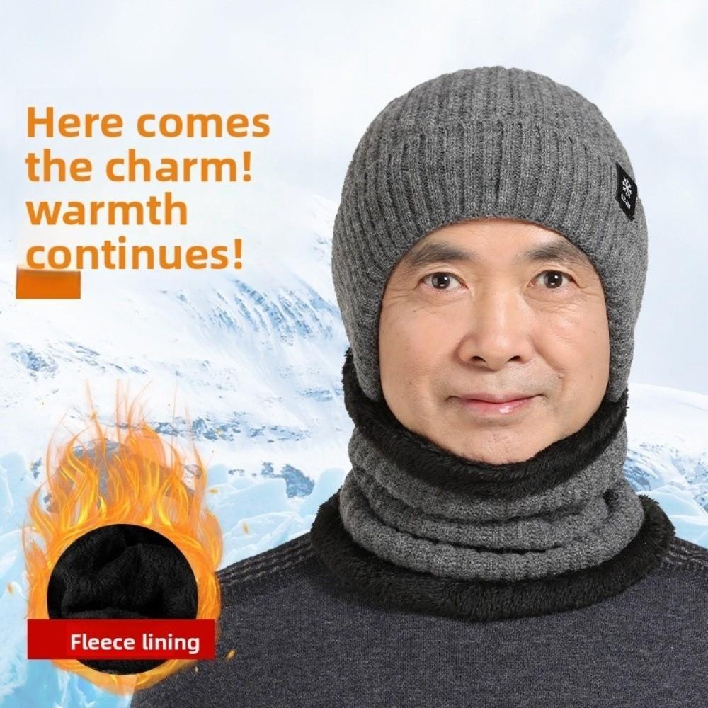 Thick Hat Scarf Set Neck Warm Ear Protection Hat Casual Knitted Beanie Hat Riding