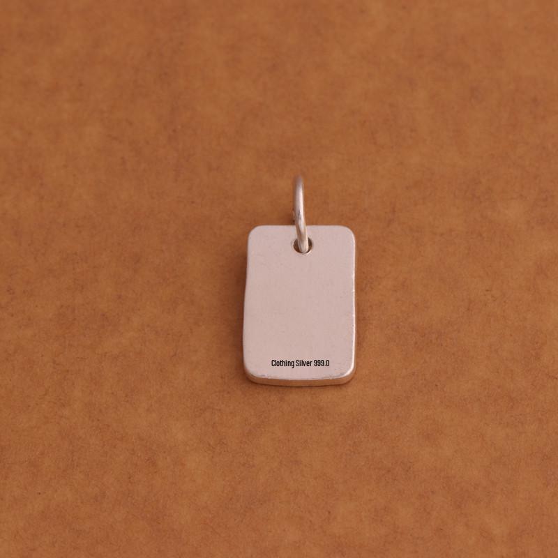 S999 Sterling Silver Smooth Drip Pendant Charm, Engravable Tag for Men, Women, Couples.