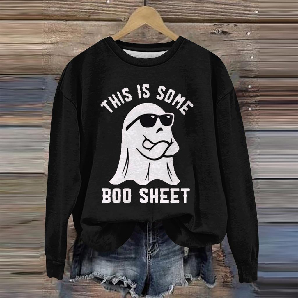 Женская мода свободный повседневный карман с длинным рукавом толстовка с принтом свитшот