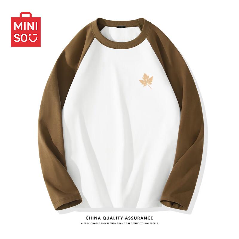 MINISO Men's American Retro Heavyweight Cotton Raglan Long-Sleeve T-Shirt