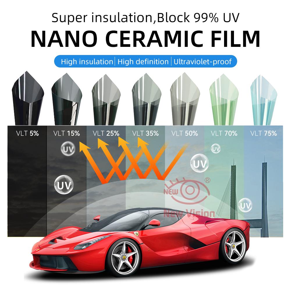 100cmX4m HD Nano Ceramic Car Tint IRR100% High Heat Resistant Film Front Rear Solar Protection Car Window Sticker Foils