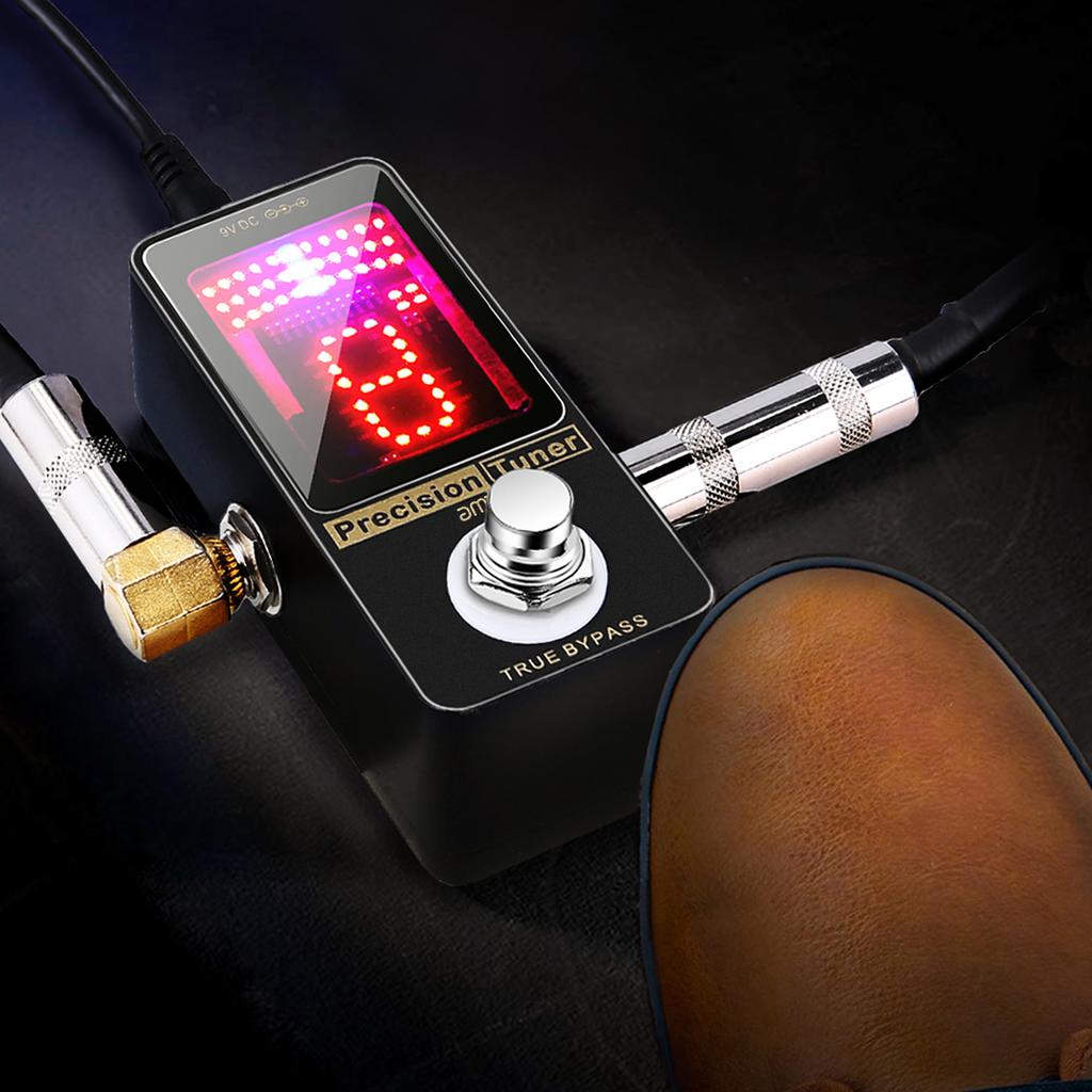 Precision Chromatic Tuner Pedal Large LED Display Full Metal Shell with True Bypass for Guitar Bass