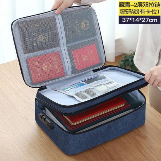 3Large Capacity Document Bag for Home Use, File Certificate Storage Bag, Multifunctional Password Lock Passport Holder Storage Pouch