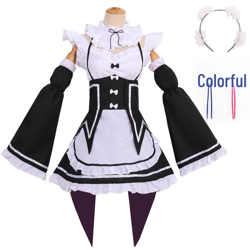 S-3XL Re:Zero Anime Maid Costume - Large Size Ram/Rem Outfit