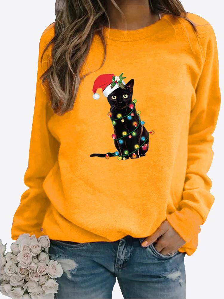 Зимняя повседневная женская толстовка со снежинками и буквенным принтом, круглым вырезом и длинными рукавами, свободная женская футболка с рисунком, блузка размера плюс