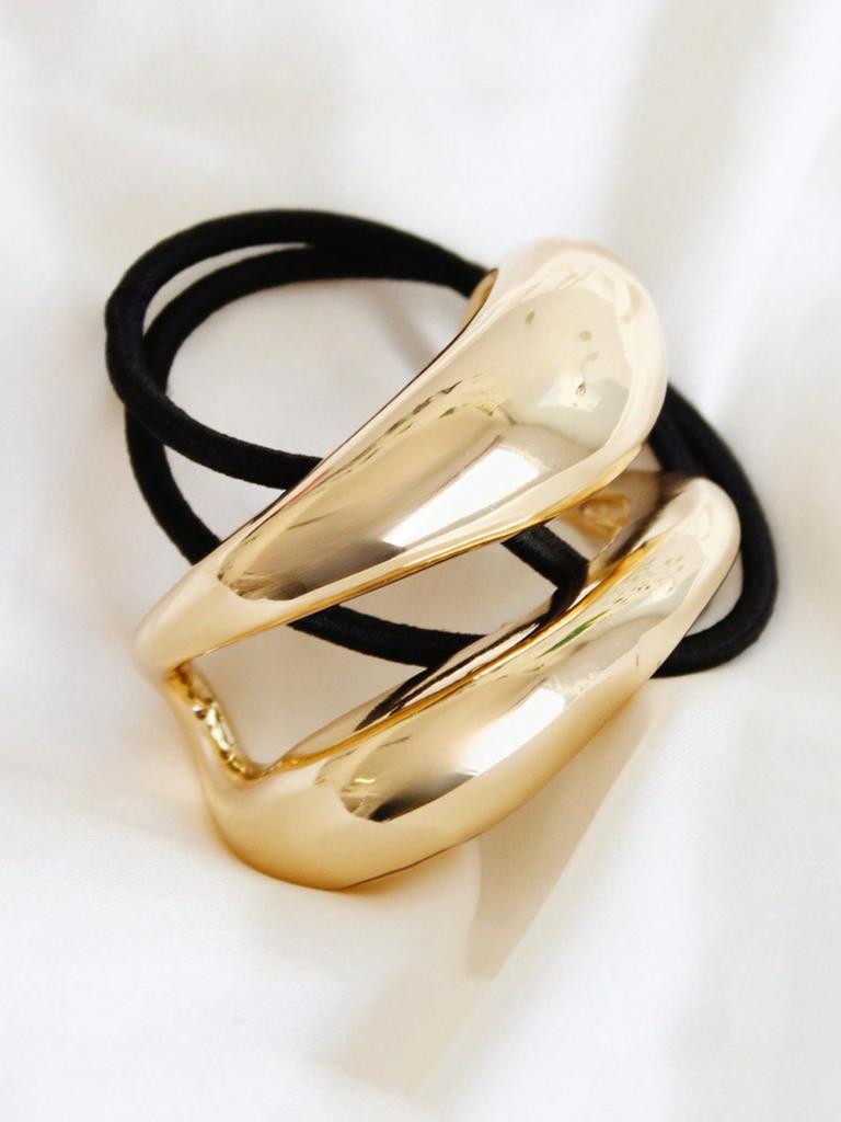 Элегантная золотая металлическая простая резинка для волос, забавные изогнутые ленты, женская роскошная стильная резинка для волос, простые шикарные аксессуары для волос