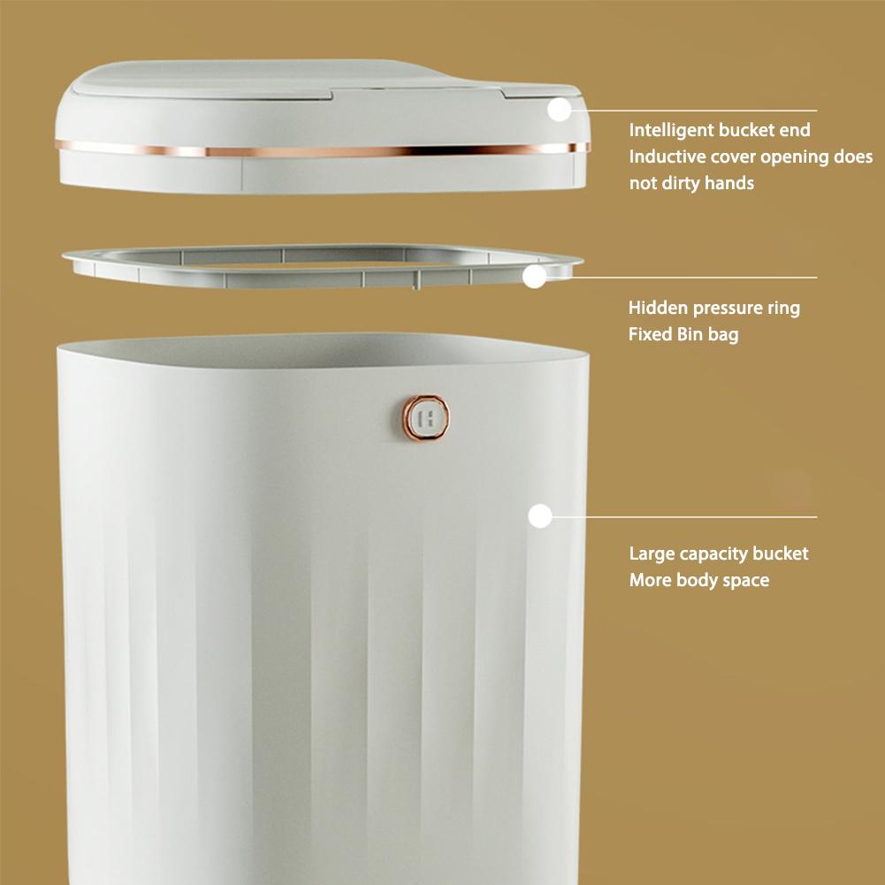 Герметичный мусорный бак, 20 л, IPX5, водонепроницаемый светильник, роскошная умная мусорная корзина большой емкости с питанием от аккумулятора для кухни, ванной комнаты, офиса