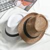 Summer Wide Brim Gangster Cap Jazz Dress Hat Straw Panama Cap Cowboy Fedora Hat Sun Hat