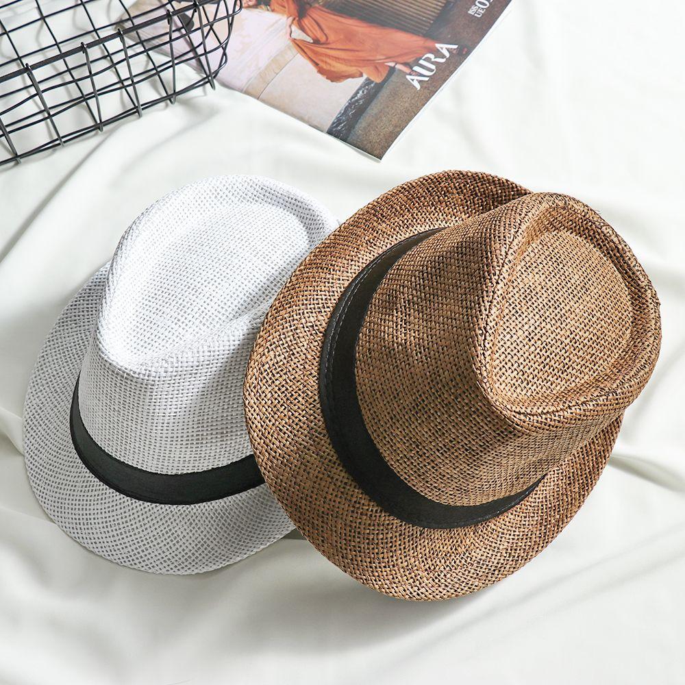 Summer Wide Brim Gangster Cap Jazz Dress Hat Straw Panama Cap Cowboy Fedora Hat Sun Hat